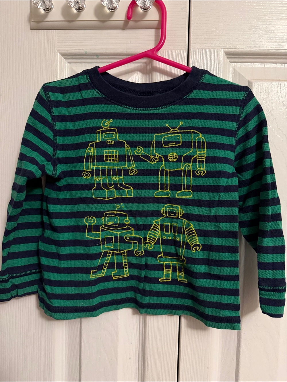 Circo Green & Navy Striped Robot Long-Sleeve Tee